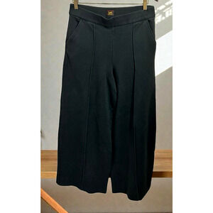 Lee Layers High Rise Pull On Black Pants Sz 10 Medium Wide Leg Stretch Office